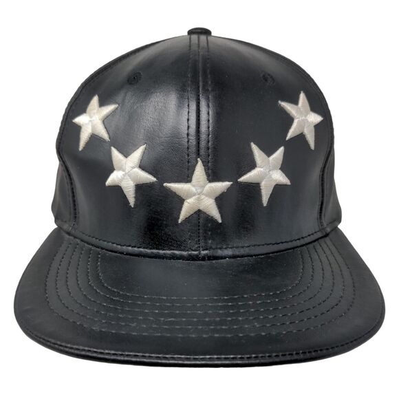 Hatco Men's Slideback Hat Black Adjustable 100% Polyurethane Stars - Picture 1 of 9